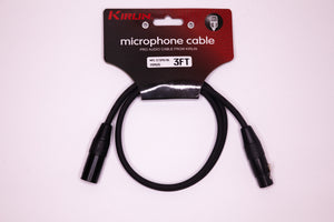 Kirlin 3 foot XLR to XLR Microphone Cable Black PVC Jacket Cable MPC-270-03/BK - 3 feet -
